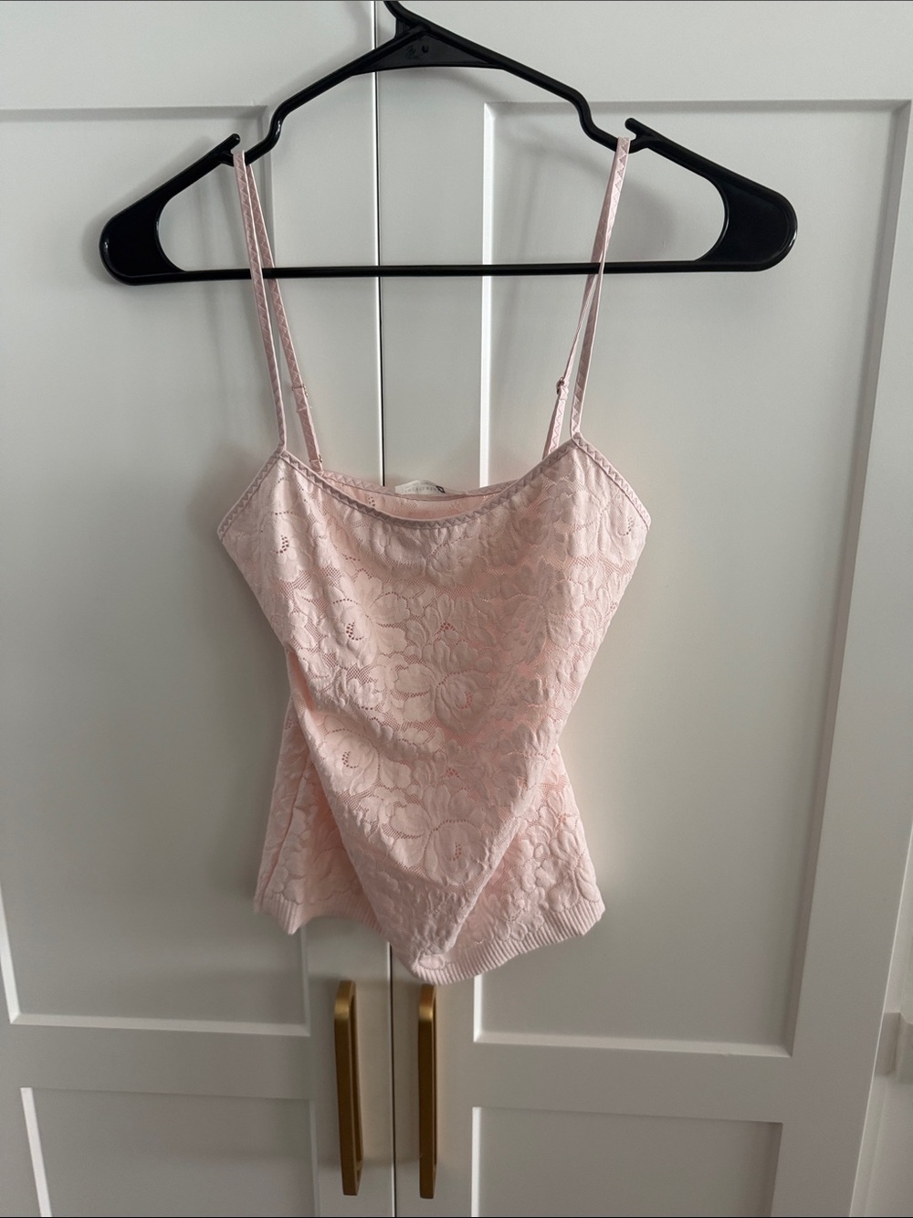 Free People Soft Pink Floral Lace Camisole with Adjustable Straps